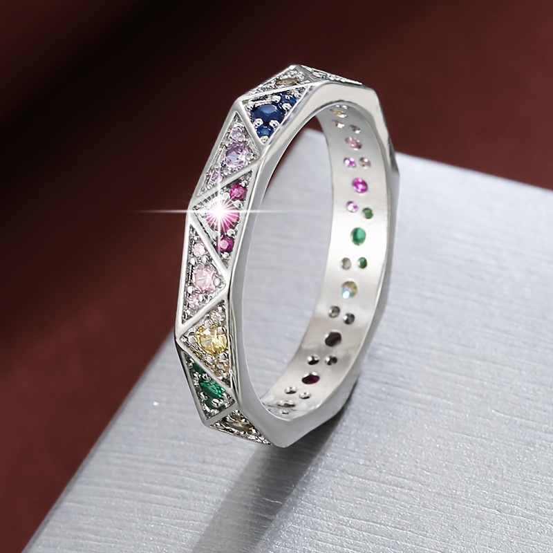 Stylish Triangle Women's Ring w/ Zirconia
